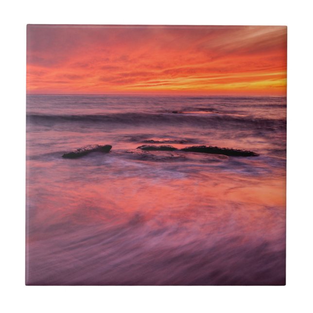 Windansea Beach Red Sunset Fliese (Vorderseite)