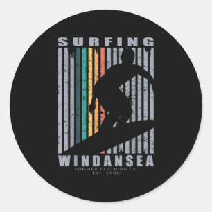 Windansea Surfing Beach Retro Surfing Sommerferien Runder Aufkleber