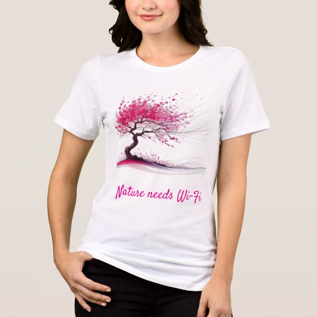 Windblown Cherry Blossom Tree Tri-Blend Shirt (Vorderseite)