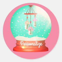 Windchime-Schneedecke niedlicher Blumenrosa Runder Aufkleber