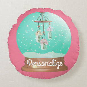 Windchime-Schneedecke niedlicher Blumenwinterwinte Rundes Kissen