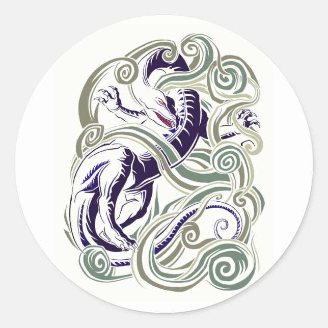 Winddrache Runder Aufkleber (Vorderseite)