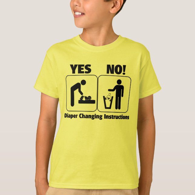 Windel-ändernde Anweisungen T-Shirt (Vorderseite)