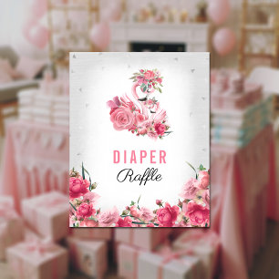 Windel-Raffel-Baby-Spiel Silberner Flamingo-Baller Poster