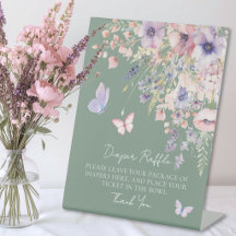 Windel-Raffel Schmetterling Wildblumen Baby Shower