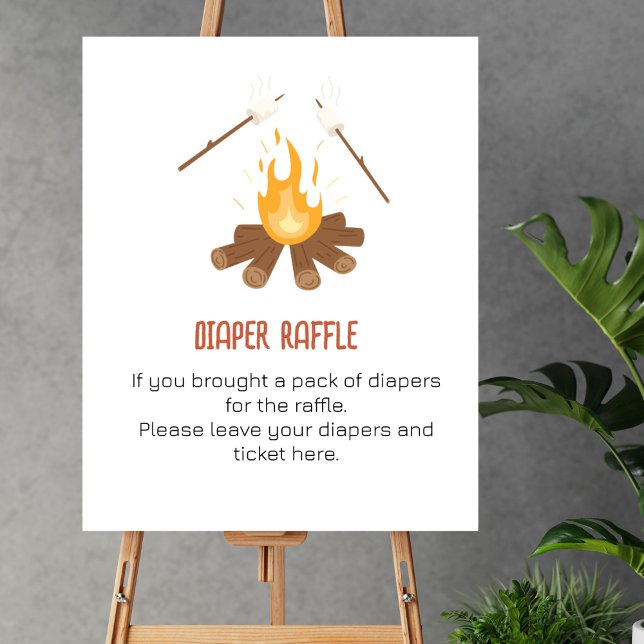 Windel-Raffel-Spiel Smore Lagerfeuer-Baby-Party Poster (Von Creator hochgeladen)