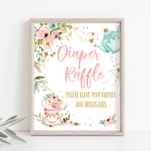 Windel-Raffel-Teeparty-Baby-Baby-Shower-Brautparty Poster
