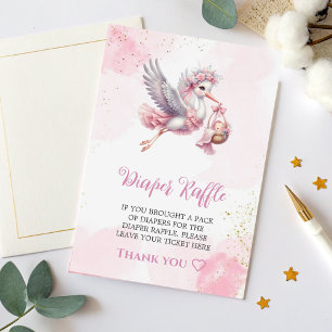 Windel-Raffelkarte Pink Stork Baby Girl Thema Begleitkarte
