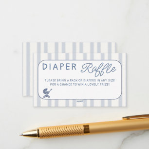 Windel-Raffle Kaffee Brunch Staubblau Baby-Party Begleitkarte