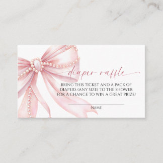 Windel-Raffle mit Perle und rosa Schleife Begleitkarte