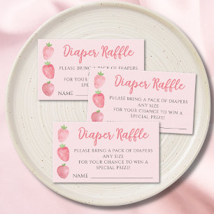 Windel-Raffle Strawberry Pink Baby Shower Begleitkarte