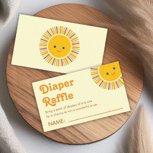 Windel-Raffle Sun Baby Shower Süße Orange Gelbe Begleitkarte