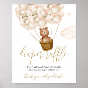 Windel-Raffle-Teddybär-Baby-Shower-Schild Poster