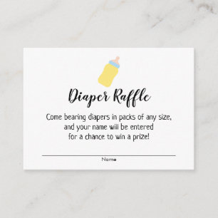 Windel-Raffle-Tickets für Baby-Shower mit Babyflas Begleitkarte