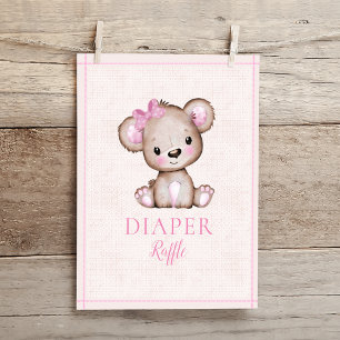 Windel-Raffle-Tisch Süße Mädchen-Bär-Baby-Party Poster