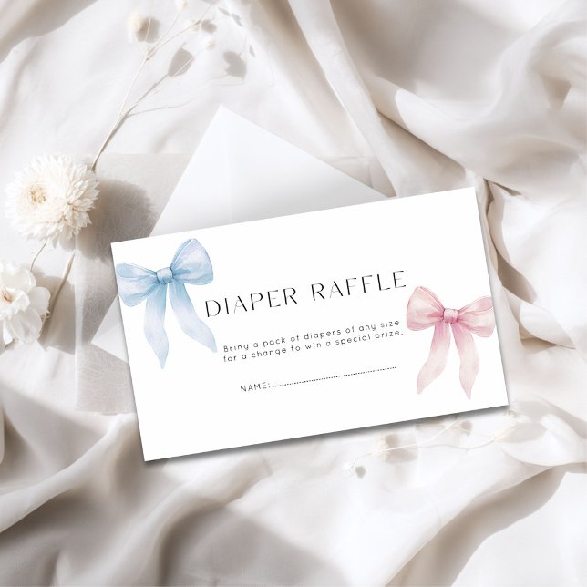 Windel-Raffle Zwillinge Geschlecht Enthüllung Begleitkarte (Diaper raffle enclosure card for twins gender reveal party.)