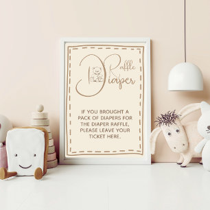 Windel Rüschen Rustikal Süßer Bär Baby Shower Post Fotodruck