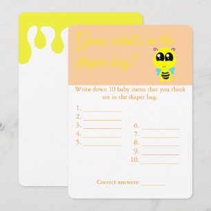 Windelbeutel, Baby Shower Game Card Flyer, Biene Einladung