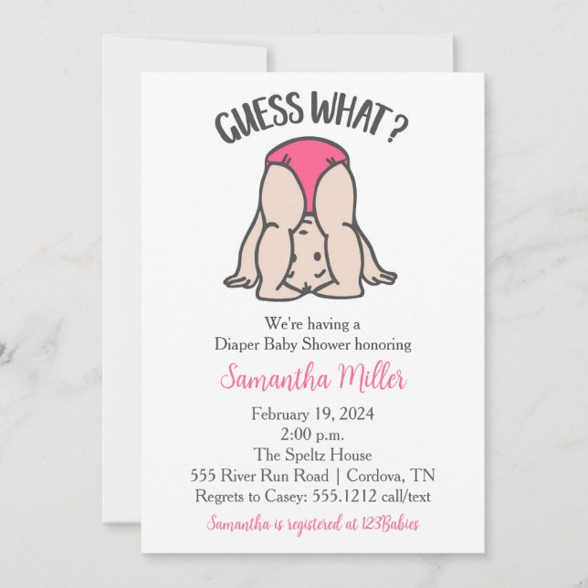 Windeldusche Einladung für Baby Girl (Vorderseite)