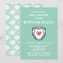 Windeln mit einer Red Heart Babydusche