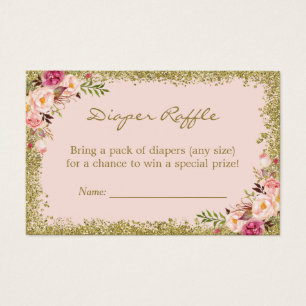 Windeln Raffekarte Blush Pink Gold Glitzer Bloral