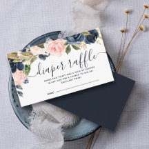 Windeln Raffle Baby Dusche Rosa Navy Blauer Blüten
