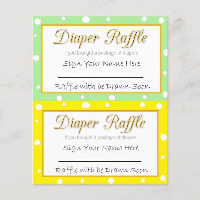 Windeln Raffle Baby Duschgel Gelb und Grün Flyer (Vorne)
