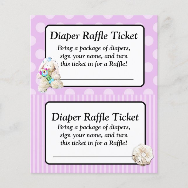 Windeln Raffle Baby Duschgel Spiel, Lila Bow Shabb (Vorderseite)