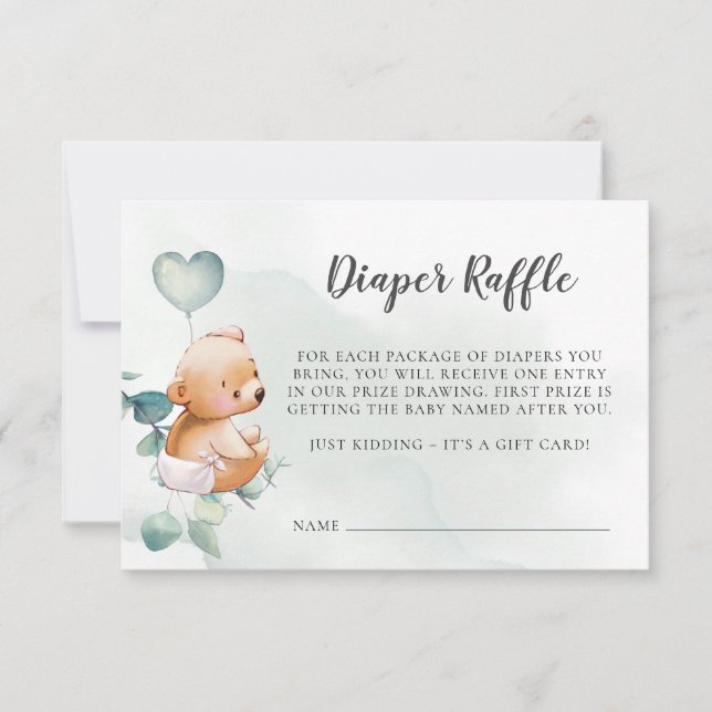 Windeln Raffle Baby Duschkarte Dankeskarte (Vorderseite)