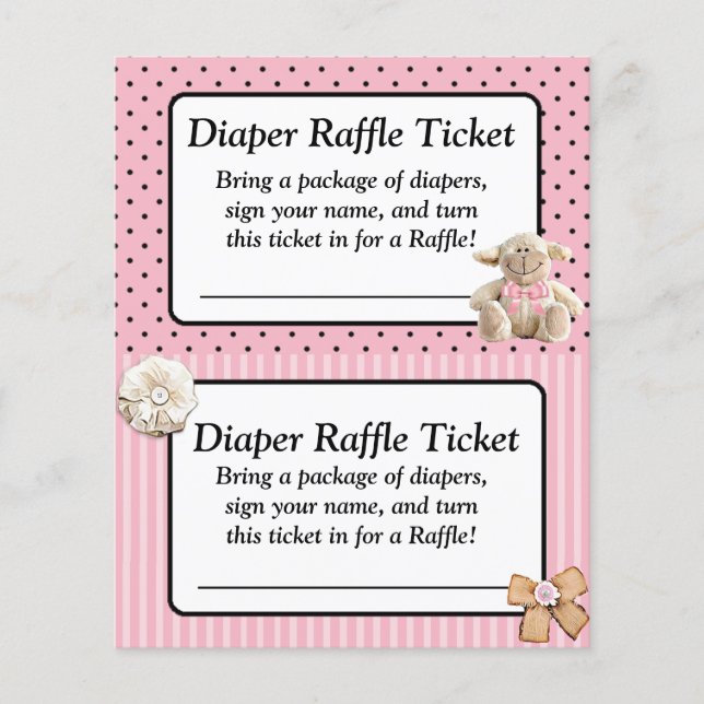 Windeln Raffle Baby Showspiel, Pink Bow Shabby (Vorderseite)