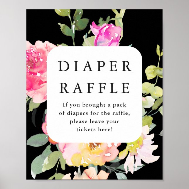 Windeln Raffle Babydusche schwarz Poster (Vorne)