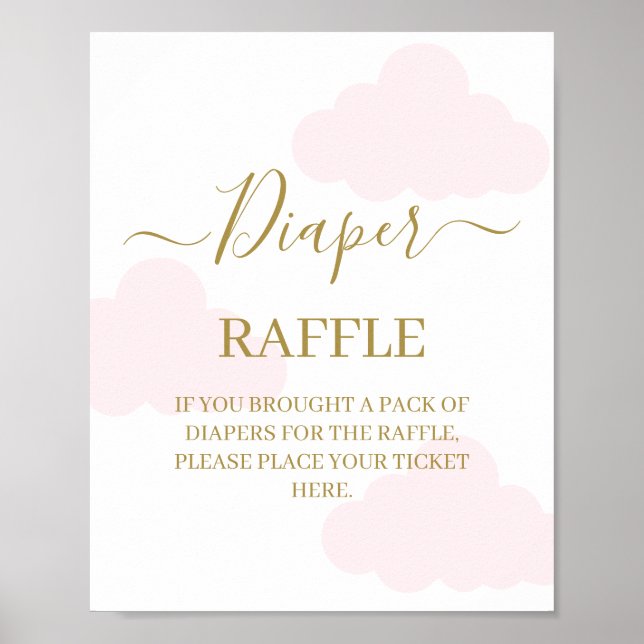 Windeln Raffle Babydusche Wolken Zeichen Poster (Vorne)
