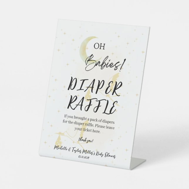 Windeln Raffle Babyduschenschild Sockelschild (Vorderseite)