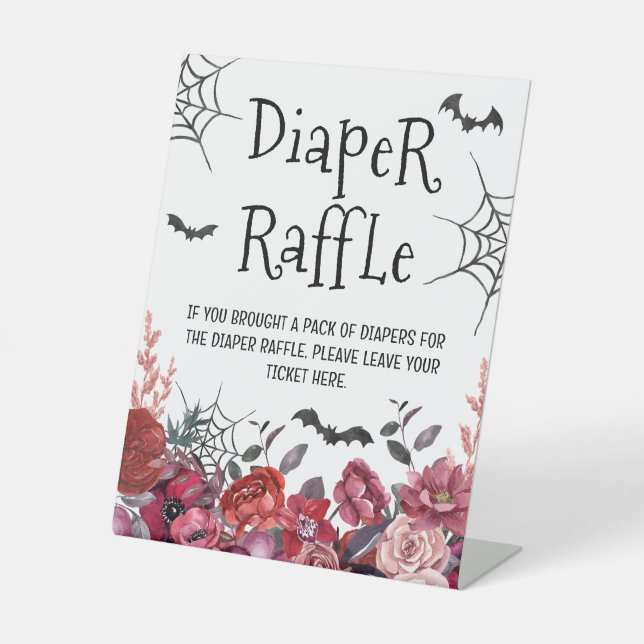 Windeln Raffle Bats Halloween Babydusche Sockelschild (Vorderseite)
