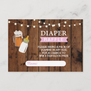Windeln Raffle Beer Babydusche Mädchen Brauen rosa Begleitkarte
