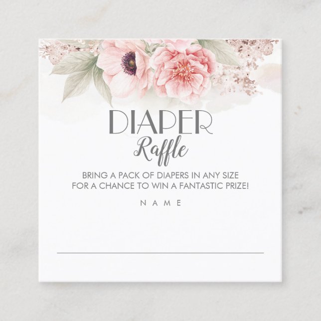 Windeln Raffle Blush Pink Bläschen Bläschen Baby D Quadratische Visitenkarte (Vorderseite)