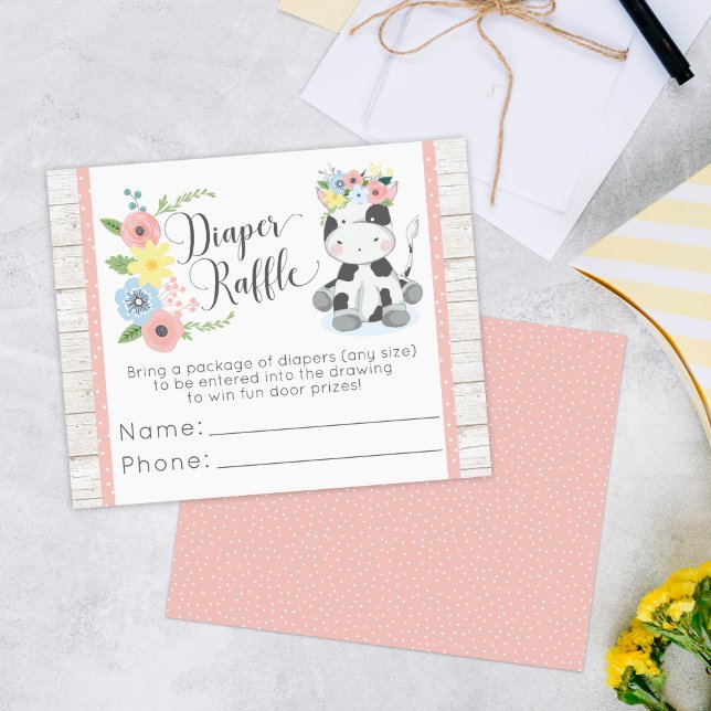 Windeln Raffle Cow Baby Showkarte Flyer (Von Creator hochgeladen)