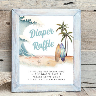 Windeln Raffle Drop Off Surfing Baby Duschzeichen Poster