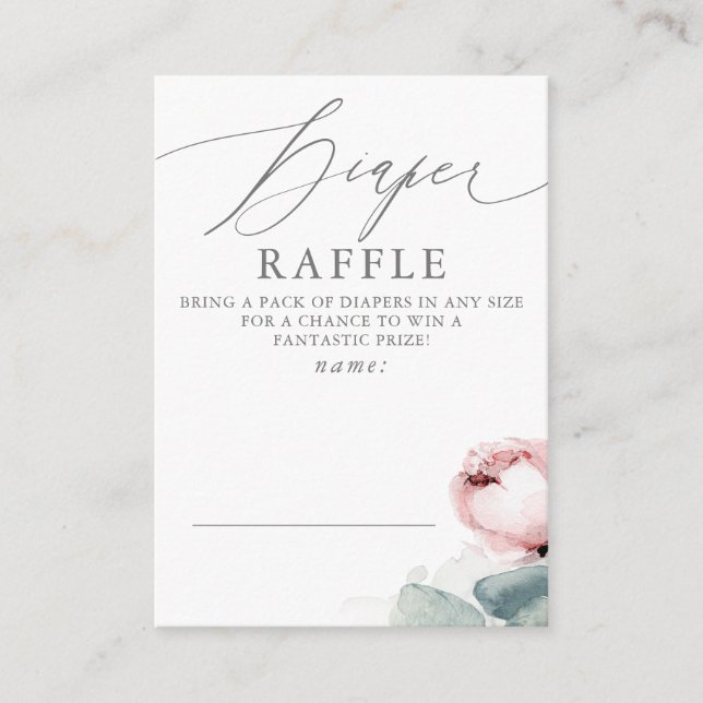 Windeln Raffle Dusty Rose Kinderduschkarte Begleitkarte (Vorderseite)