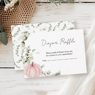 Windeln Raffle Fall Kleine Pumpkin Pink Babydusche Begleitkarte