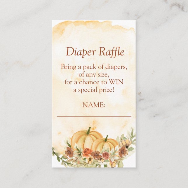 Windeln Raffle Fall Pumpkin Floral Baby Dusche Begleitkarte (Vorderseite)