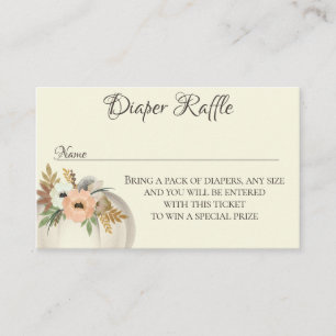Windeln Raffle Floral Pumpkin Fall Baby Dusche Visitenkarte