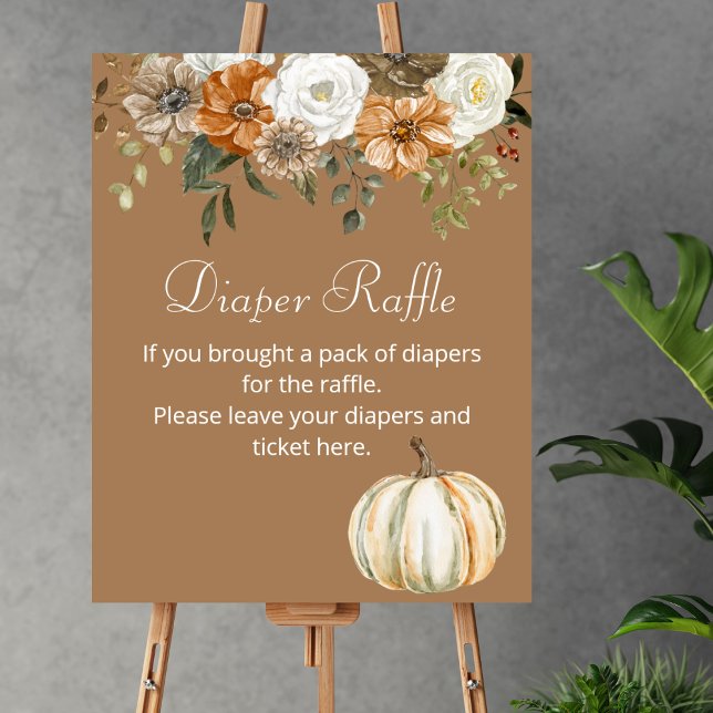 Windeln Raffle Game Fall Pumpkin Rustikal Brown Poster (Von Creator hochgeladen)