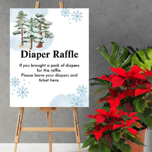Windeln Raffle Game Winter Wunderland Schneeflocke Poster