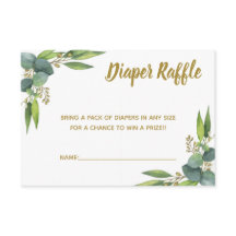 Windeln Raffle Greenery Gold Babydusche Beilage