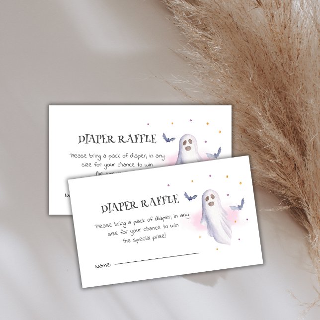 Windeln Raffle Halloween Niedlich Ghost Baby Dusch Begleitkarte (Diaper Raffle Halloween Cute Ghost Baby Shower Enclosure Card)