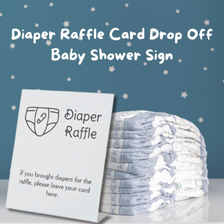 Windeln-Raffle-Karte abziehen Babydusche-Schild Sockelschild