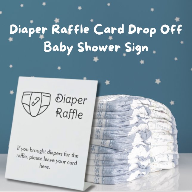 Windeln-Raffle-Karte abziehen Babydusche-Schild Sockelschild (Diaper Raffle Card Drop Off Baby Shower Pedestal Sign)
