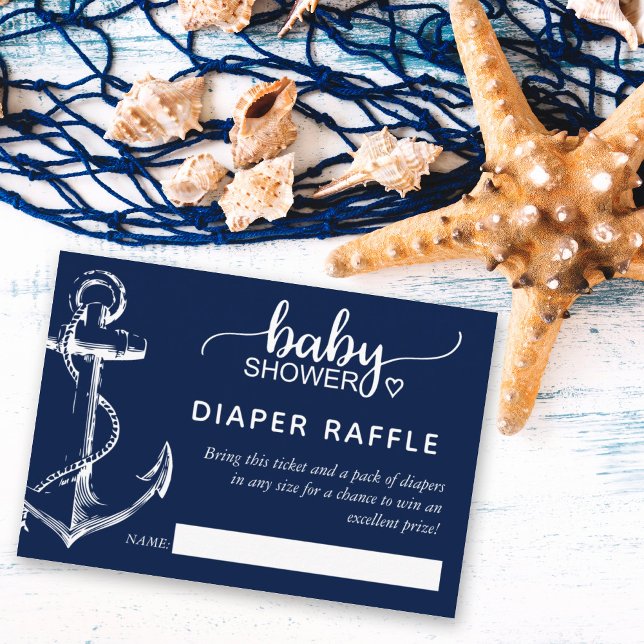 Windeln Raffle Nautical Anchor Kinderdusche Begleitkarte (Von Creator hochgeladen)