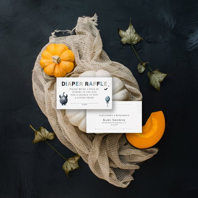 Windeln Raffle Niedlich Halloween Monster Kinderdu Begleitkarte (fall baby shower diaper raffle insert card we created a monster cute adorable watercolor)